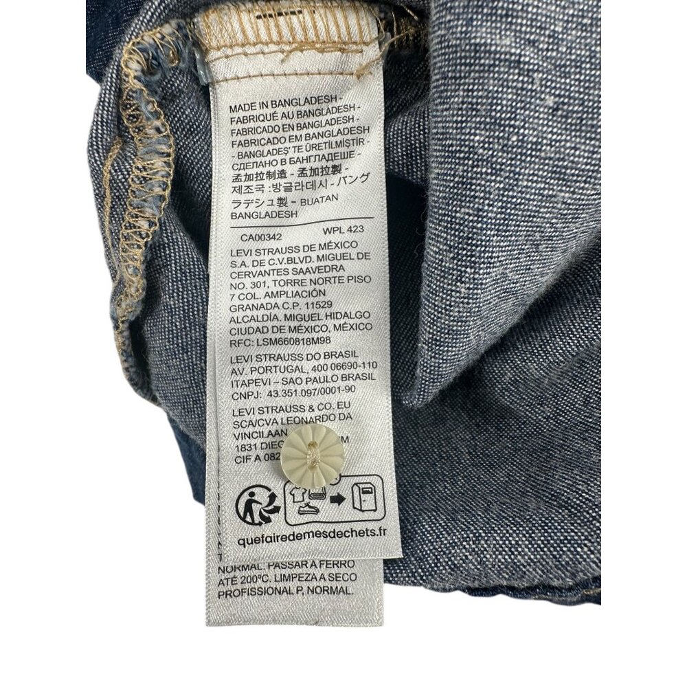 💙 Levi’s Dark Wash Denim Puff Sleeve Crop Blouse Small 💙 - Picture 7 of 8
